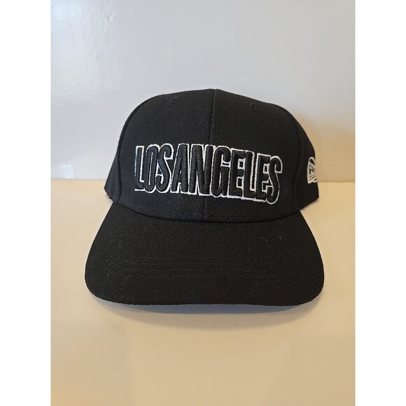 NEW LOS ANGELES BASEBALL EMBROIDERED BLACK ADJUSTABLE LA CAP HAT Cali FREE SHIP - Picture 1 of 5